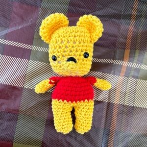 Crochet Bear Toy in Yellow and Red